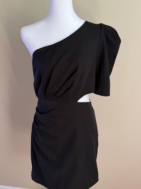 DO+BE Black One-Shoulder Cutout Mini Dress